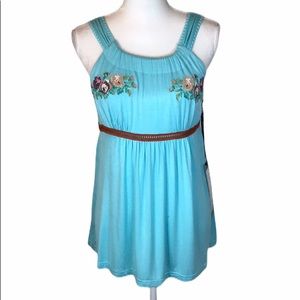 Dahiny Light blue crocheted babydoll top - NWT